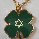 JEWISH LUCKY CLOVER Star of David Jew PENDANT NECKLACE w/ CHAIN