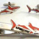 SCUBA DIVER Flag Great Tank Tiger White Shark Suit Reef TIE BAR CUFFLINKS SET