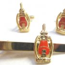 Enchanted Lantern Mystic Prophets Masonic Freemason TIE BAR CUFFLINKS SET PAIR