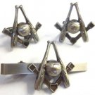 MLB Baseball Bats & Field Square Compass Masonic Freemason TIE BAR CUFFLINKS SET