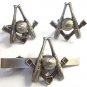 MLB Baseball Bats & Field Square Compass Masonic Freemason TIE BAR CUFFLINKS SET