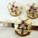 Scottish Rite ROSE CROIX Masonic Freemason TIE BAR CLIP CUFFLINKS CUFF LINKS