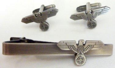German Germany WW2 Sniper SCOPE WW1 Eagle Military TIE BAR CLIP CUFFLINKS SET