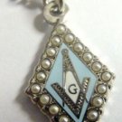 Pearl Square and Compass Masonic Freemason Pendant Necklace w/chain