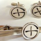 GeoCaching Cache Boy Scouts Geocoin Pathtag gps LOGO TIE BAR CUFFLINKS SET