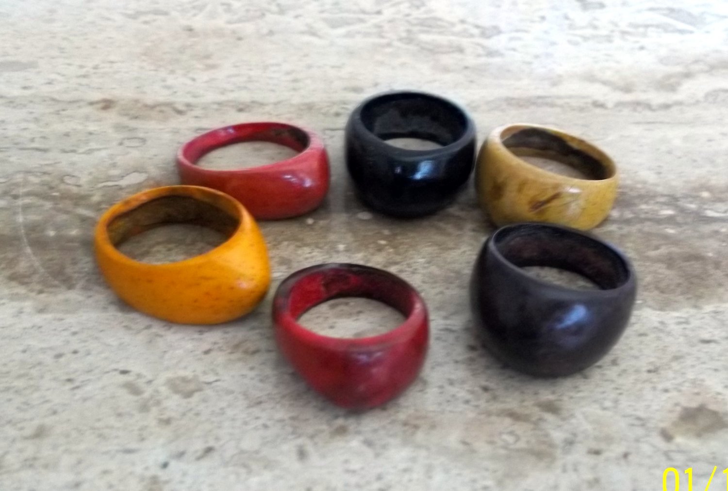 Lot of 6 assorted Coconut Shell Rings