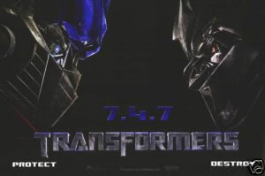 Transformers Vinyl Backing Original  Movie Poster 24 X36