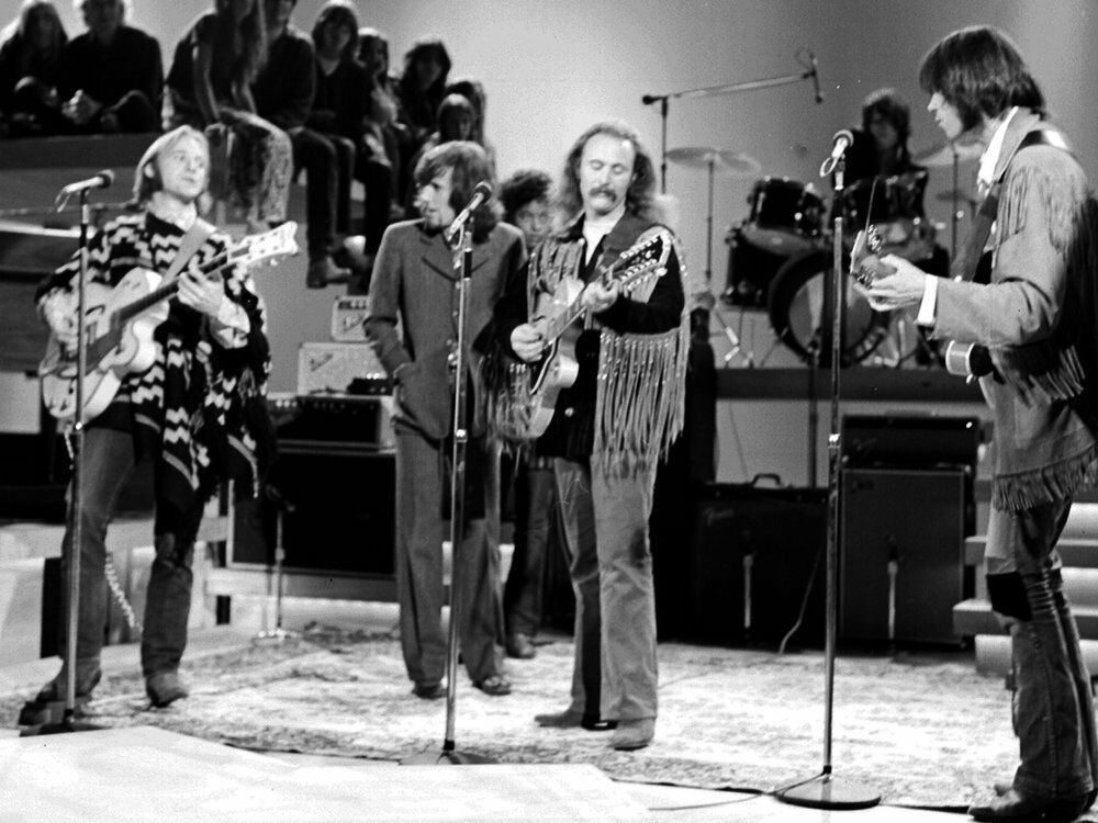 Crosby Stills Nash and Young Poster Black And WhitE Poster Version A 13x19