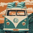 Volkswagen Van California Huntington Beach Poster  13x19
