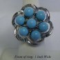 VINTAGE FAUX TURQUOISE RHINESTONE COSTUME JEWELRY RING
