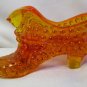 Vintage Fenton Orange Amberina Hobnail Glass Shoe w/Cat