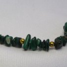 Polished Green Malachite Stone & Brass Bead Bracelet