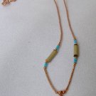 Southwestern Solid Copper Feather Turquoise  Necklace