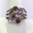 Vintage Multi Stone Rhinestone Costume Ring Sz 9 1/4