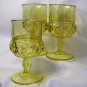 3 Vintage Yellow Kings Crown  Pattern  Footed Goblets