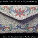 VINTAGE BELGIUM BEADED SATIN EVENING PURSE BAG WHITE