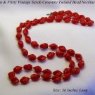 FUN FLIRTY RED TWIST BEAD SARAH COVENTRY 36" NECKLACE