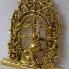Vintage Cat in A Window Brooch Pin