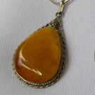 Sterling Silver Butterscotch Stone Pendant & Necklace