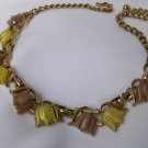 Mid Century Mauve & Chartreuse Thermoset Necklace