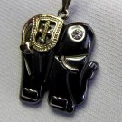 Silver South Asia Hematite Elephant Pendant Necklace