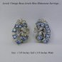 OLD BLUE RHINESTONE CLOVER BEAU JEWELS EARRINGS - CLIP