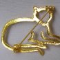 Cat Silouette Brooch with Crystal Rhinestone Collar