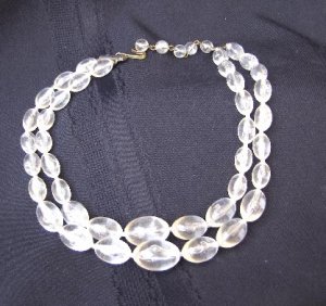 Vintage  Double Strand Lucite Plastic Bead Necklace