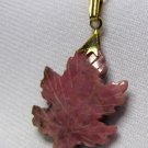 Vintage Red Agate Carved Stone Maple leaf Pendant