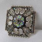 Vinatge Maltese Cross Enameled & AB Rhinestone Brooch