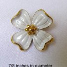 Vintage Crown Trifari Enameled Dogwood Flower Brooch