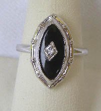 Vintage Sarah Coventry Black Jet & CZ Ring Sz 7 3/4