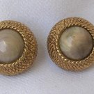 Fine Vintage Ciner Woven Gold & Cabochon Clip Earrings