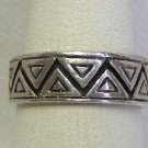 Vintage Sterling Silver Aztec Motif Band Ring Sz 6 3/4