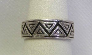 Vintage Sterling Silver Aztec Motif Band Ring Sz 6 3/4