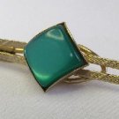 1940s Vintage Mans Tie Clasp w/ Green Cabachon