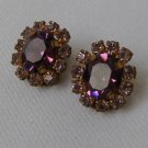 Vintage Purple Amethyst Rhinestone Earrings