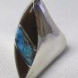 Sterling Silver Southwestern Turquoise & Wood Ring Sz 6