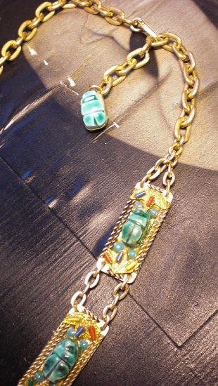 Large Sienna Green Chalcedony Scarab Necklace main image 1