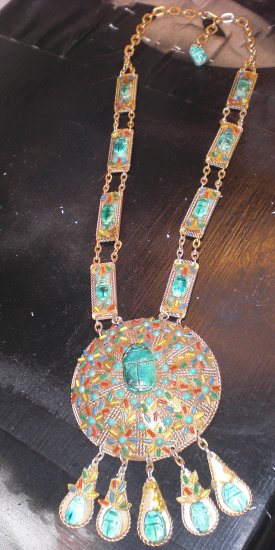 Large Sienna Green Chalcedony Scarab Necklace main image 0