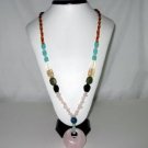 Bohemian Style Natural gemstone (Pink) Pendant Necklace