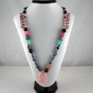 Multicolor Bohemian Natural gemstone Necklace (Pink)