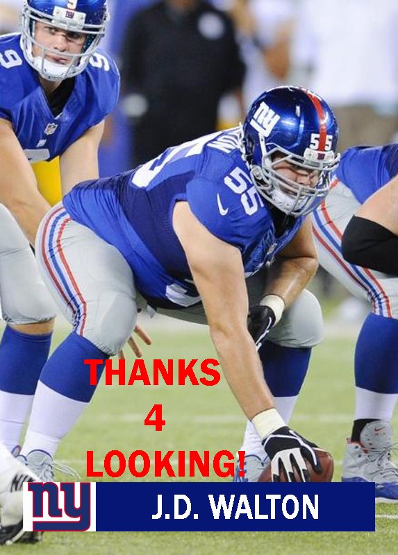 J.D. WALTON 2014 NEW YORK GIANTS FOOTBALL CARD