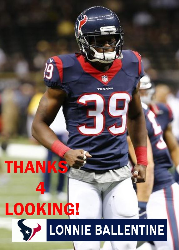 LONNIE BALLENTINE 2014 HOUSTON TEXANS FOOTBALL CARD