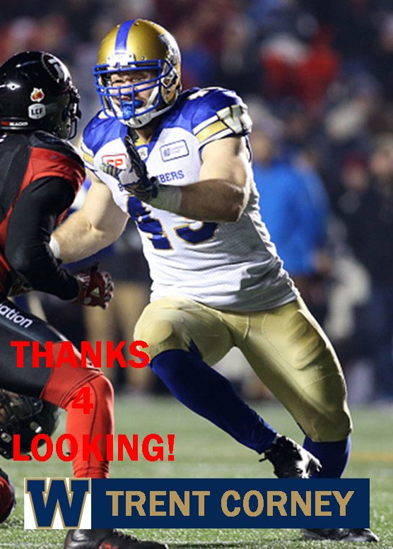 TRENT CORNEY 2016 WINNIPEG BLUE BOMBERS FOOTBALL CARD