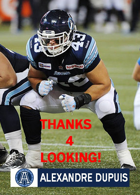 ALEXANDRE DUPUIS 2016 TORONTO ARGONAUTS CFL FOOTBALL CARD