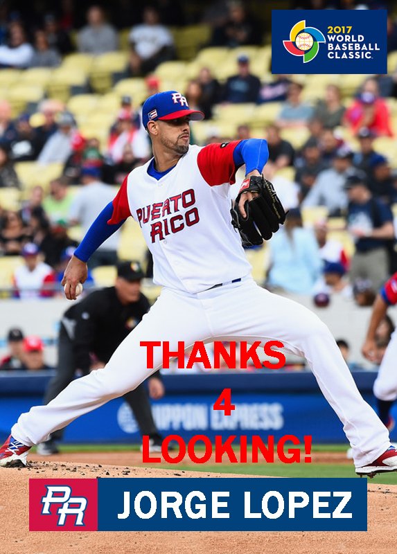LOPEZ 2017 TEAM PUERTO RICO WORLD BASEBALL CLASSIC CARD