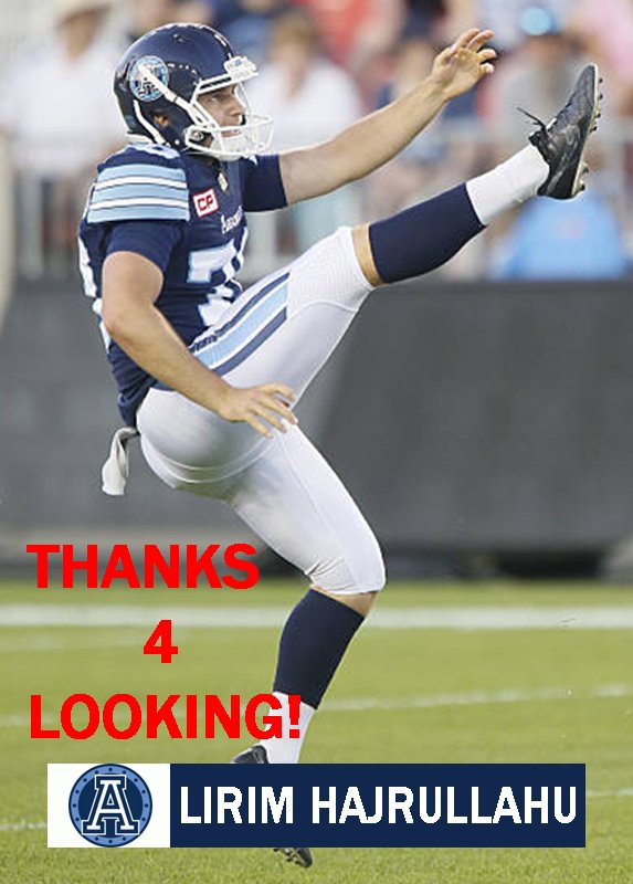 LIRIM HAJRULLAHU 2016 TORONTO ARGONAUTS CFL FOOTBALL CARD