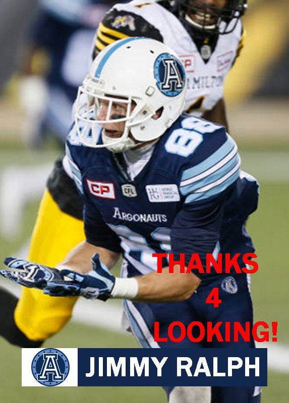 JIMMY RALPH 2017 TORONTO ARGONAUTS CFL FOOTBALL CARD