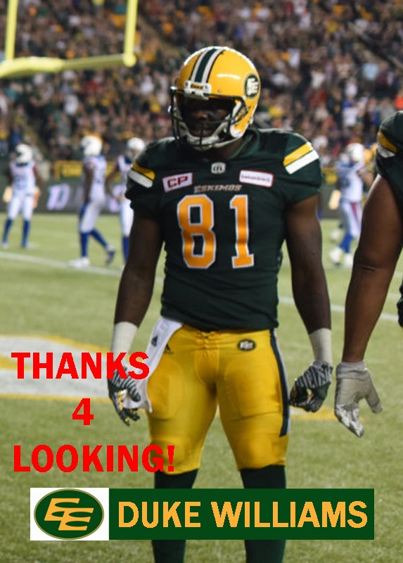 DUKE WILLIAMS 2017 EDMONTON ESKIMOS CFL FOOTBALL CARD